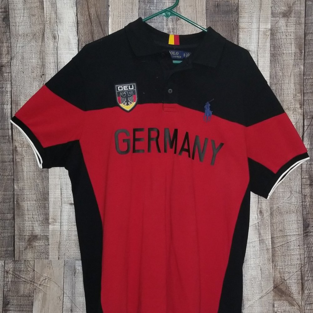 RALPH LAUREN GERMANY RED BLACK POLO